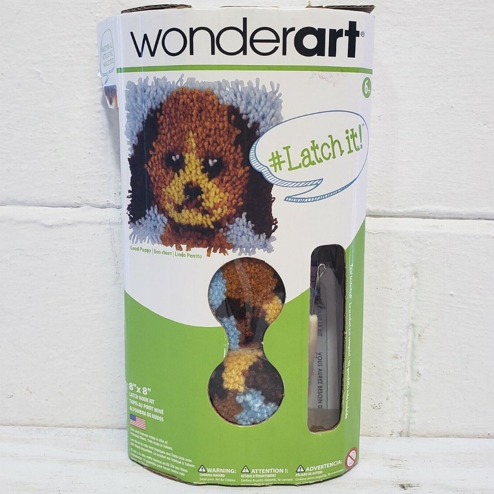 Spinrite Wonderart Latch Hook Kit 8X8" Puppy *NEW* W/Latch Hook "Good Puppy"